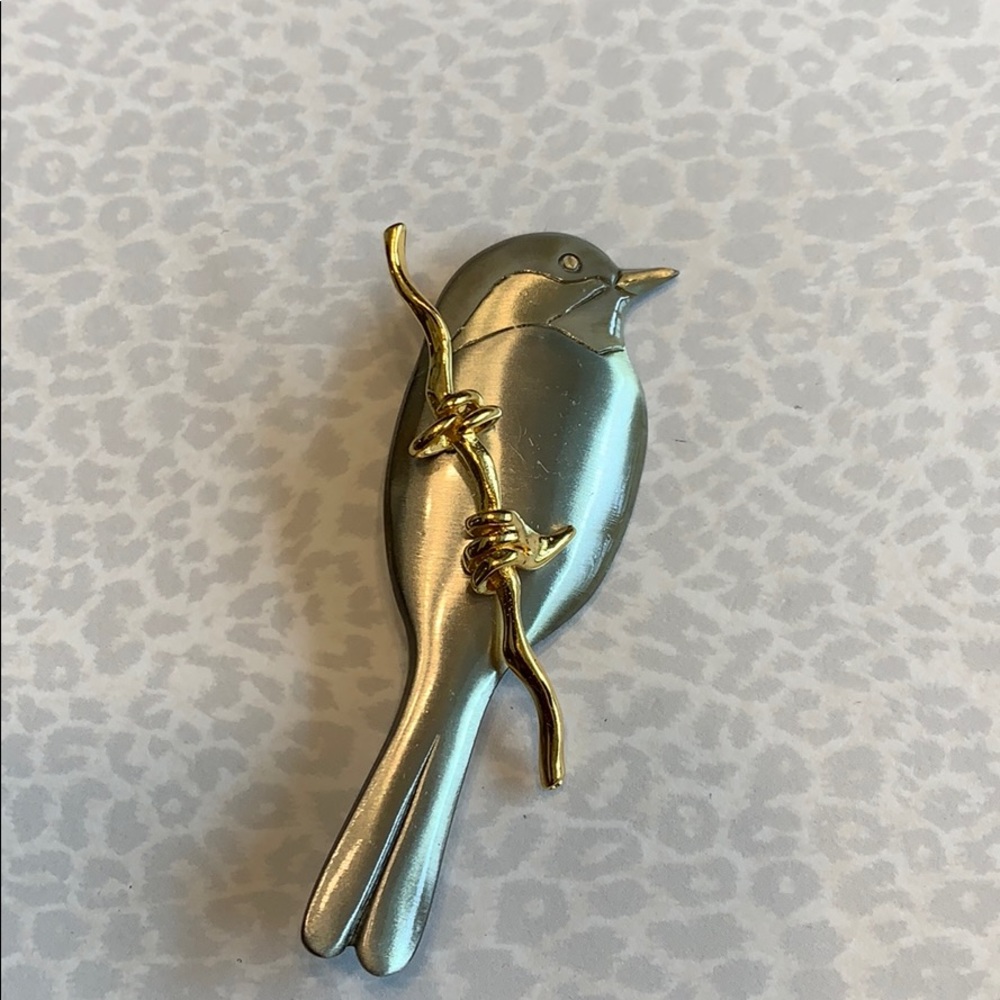 Pewter bird brooch